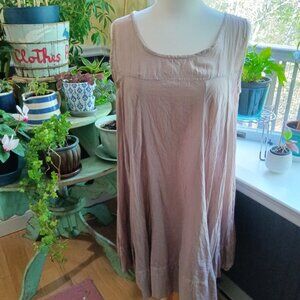 Natural Life Brand Boho Short Light Brown Hand-dyed Summer Swing Dress Size L/XL